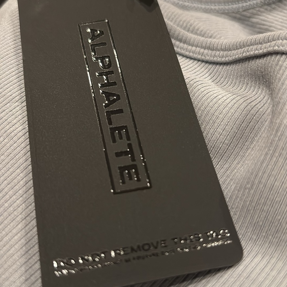 Alphalete Monarch Collection Cutout Bodysuit in Light Gray Ribbed Knit NWT S BJ5 - Picture 6 of 7